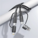 Шнур 4 в 1 магнитные разъёмы USB-Type-C,iPhone 1.0м,плоск,LED инд,65W